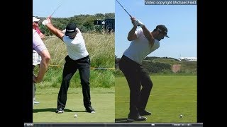 Jon Rahm golf swing  Long Iron faceon amp downtheline July 2017 [upl. by Ilrebmyk]