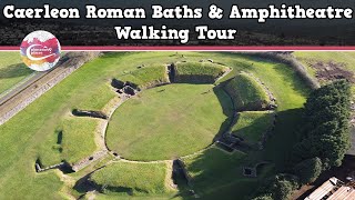 CAERLEON ROMAN BATHS amp AMPHITHEATRE WALES  Walking Tour  Pinned on Places [upl. by Yellek]