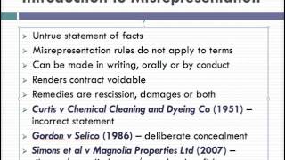 Misrepresentation Lecture 1 of 4 [upl. by Eelan768]